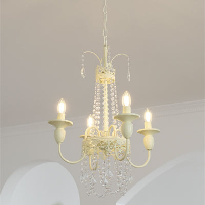 Modern Shabby Chic Candelabra Iron Crystal 4/5/6/8 Light Chandelier For Living Room