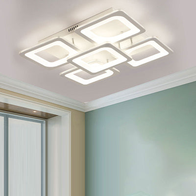 Moderne minimalistische quadratische Rechteckgitter-Hardware Acryl LED Semi-Flush Mount Deckenleuchte für Wohnzimmer 