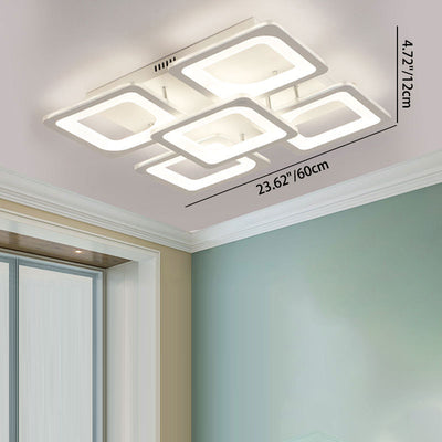 Moderne minimalistische quadratische Rechteckgitter-Hardware Acryl LED Semi-Flush Mount Deckenleuchte für Wohnzimmer 