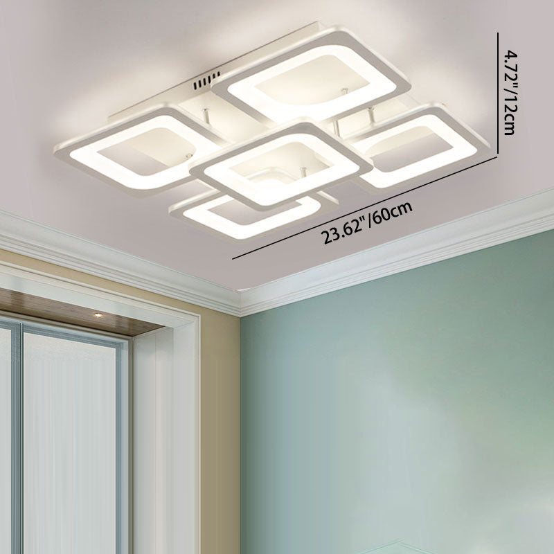 Moderne minimalistische quadratische Rechteckgitter-Hardware Acryl LED Semi-Flush Mount Deckenleuchte für Wohnzimmer 