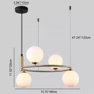 Cercle créatif contemporain en fer et verre avec 4/6 lumières pour salon 