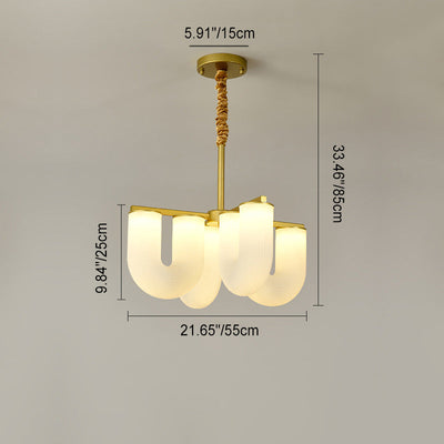 Moderner Mid-Century Pipe Geometrischer Eisen PE LED Kronleuchter für Wohnzimmer 