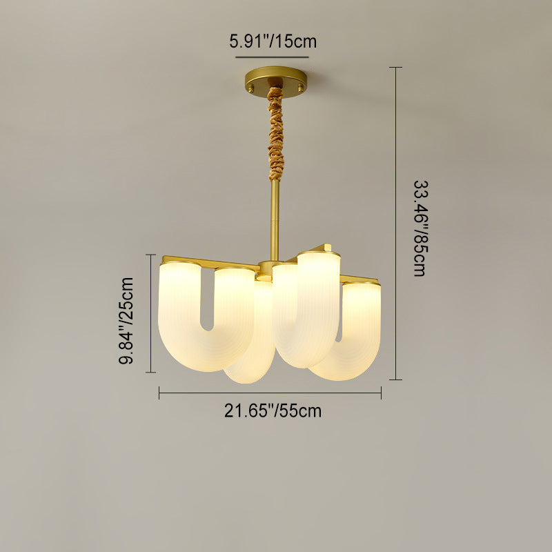 Moderner Mid-Century Pipe Geometrischer Eisen PE LED Kronleuchter für Wohnzimmer 
