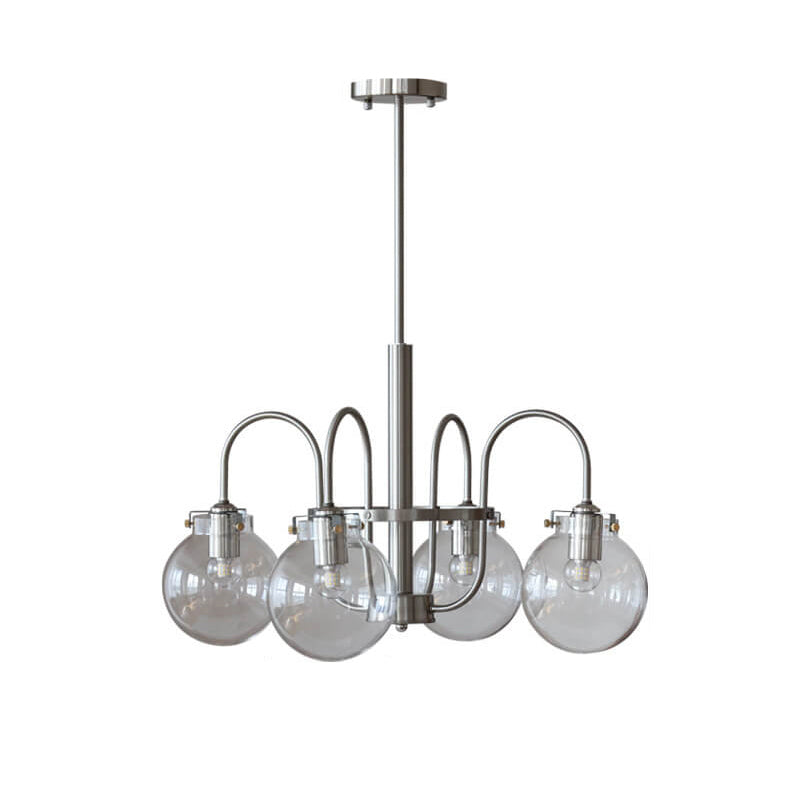 Retro Industrial Edelstahlrahmen Kugelglas 4/6-Licht Kronleuchter 