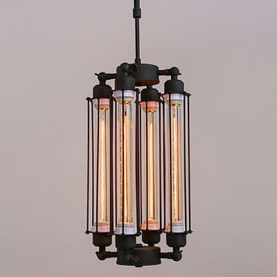 Retro Industrial Long 4-Light Island Light Chandelier