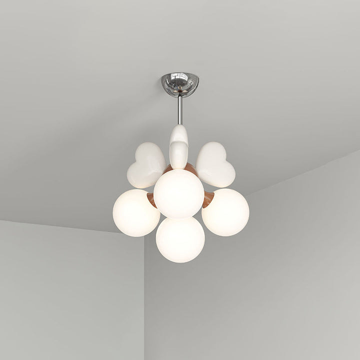 Moderne minimalistische Creme Orb Herz Hardware Harz PE 4/6 Licht Kronleuchter für Wohnzimmer 