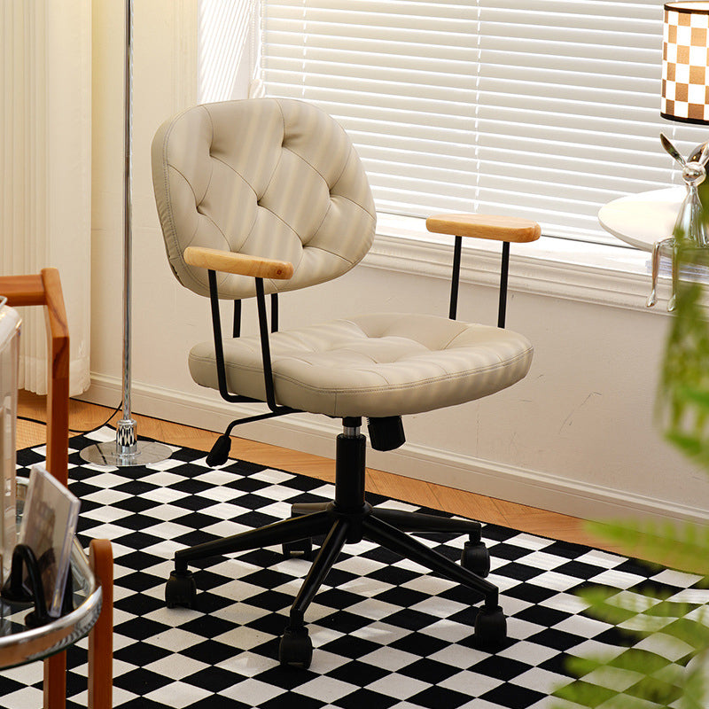Moderno Minimalista Cuadrado Imitación de Cuero Madera Acero Silla Respaldo Reposabrazos Para Dormitorio 