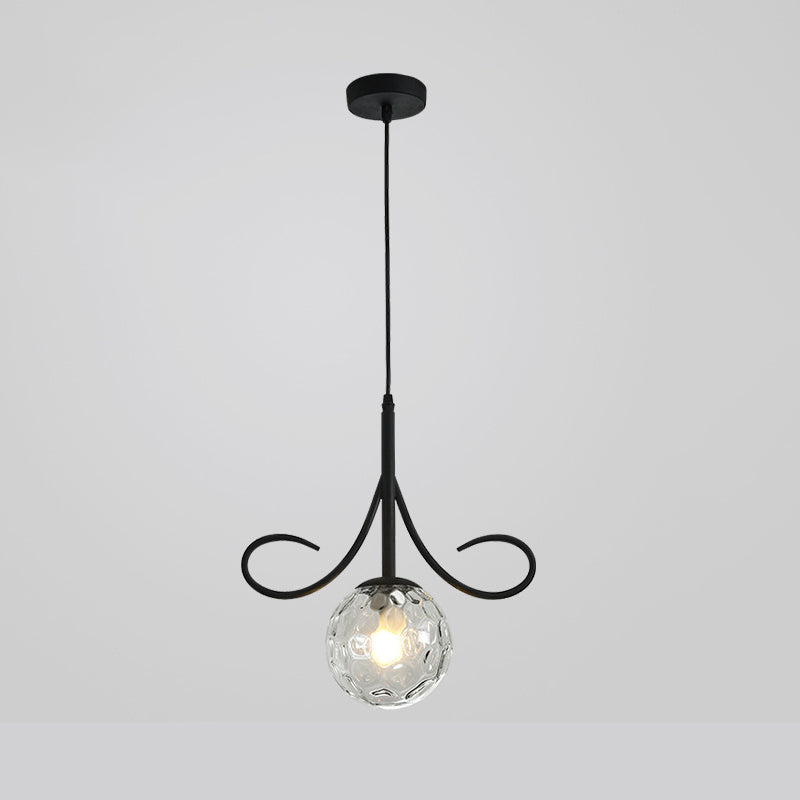 Suspension lumineuse à 1 ampoule en verre et fer avec barbe nordique contemporaine pour chambre 