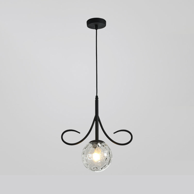 Lustre suspendu à 1 lumière en fer avec abat-jour en verre moderne et luxueux pour salon 