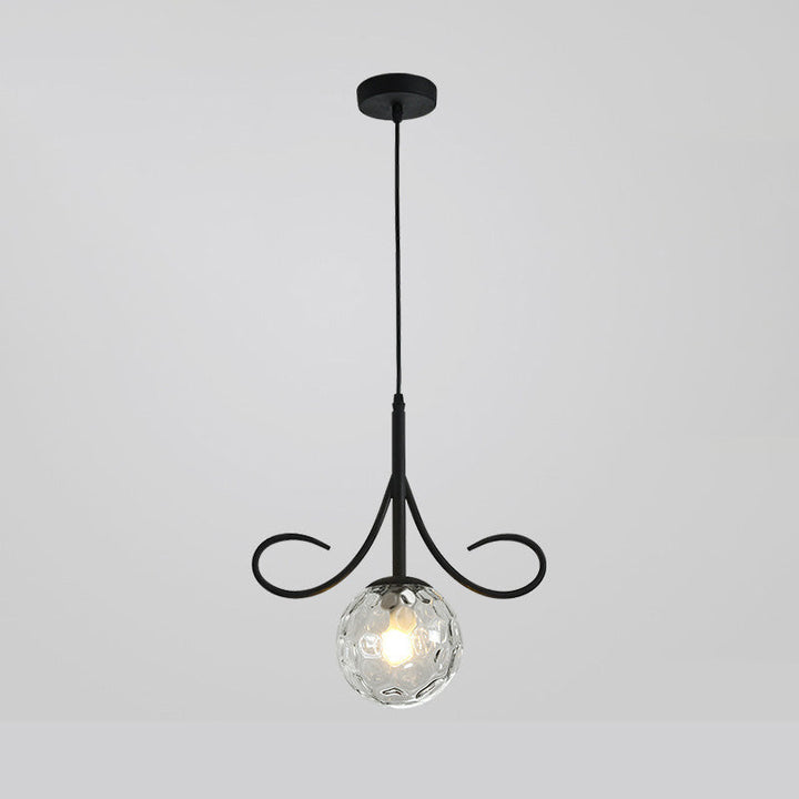 Lustre suspendu à 1 lumière en fer avec abat-jour en verre moderne et luxueux pour salon 