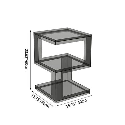 Modern Minimalist Acrylic Geometric Square End Table 3-Tier For Living Room