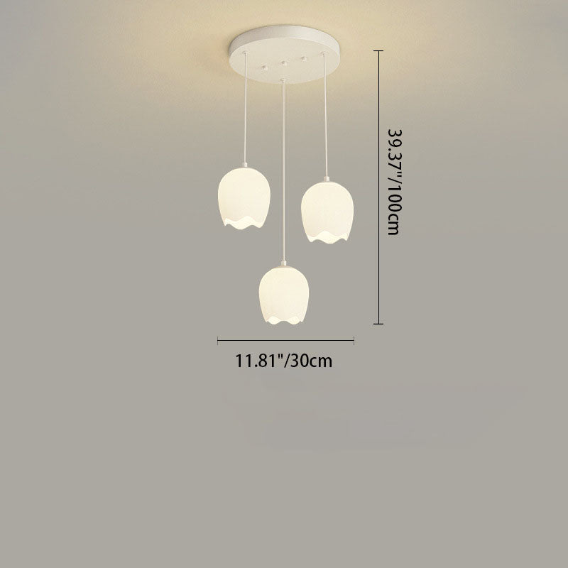 Moderner minimalistischer floraler Eisen-Glas-3-Licht-Insel-Leuchter für das Esszimmer 