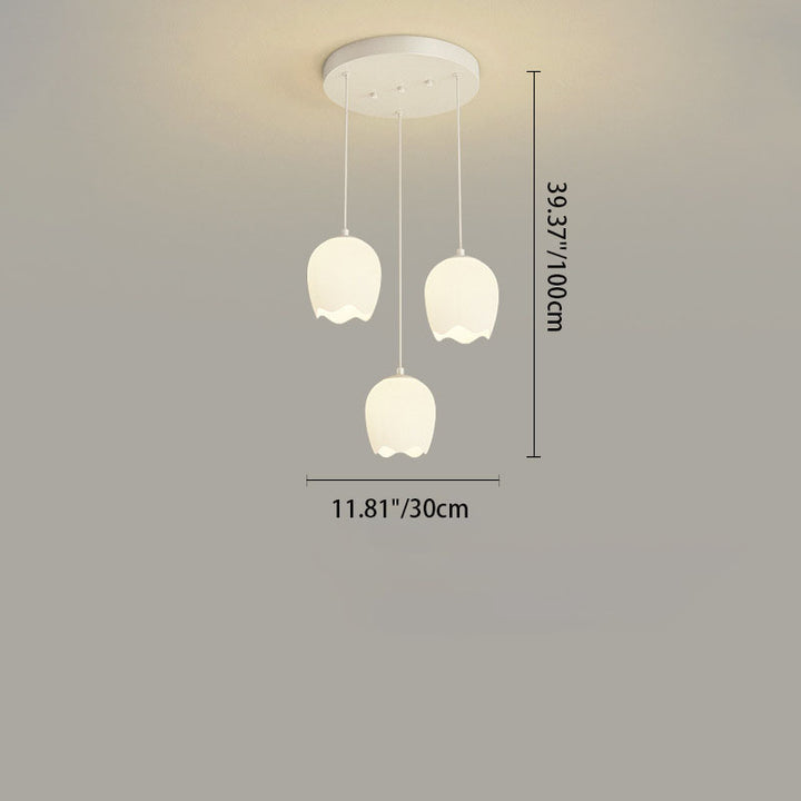 Moderner minimalistischer floraler Eisen-Glas-3-Licht-Insel-Leuchter für das Esszimmer 