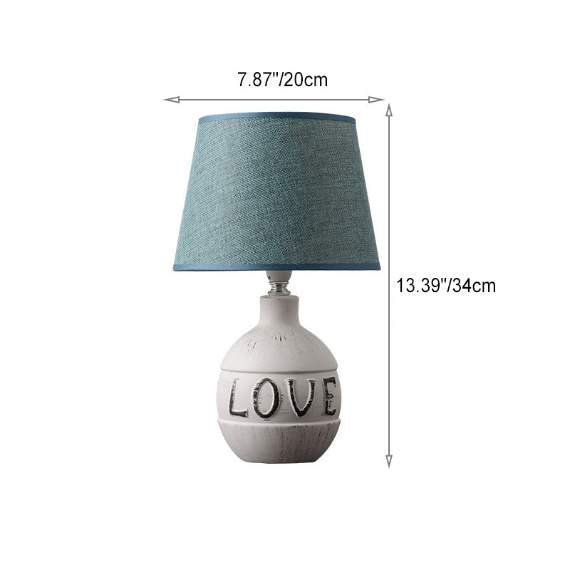 Moderne minimalistische runde Keramik Basis Stoff 1-Licht Tischlampe für Schlafzimmer 