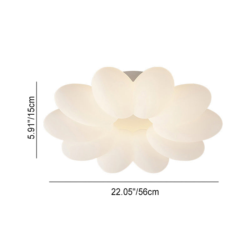 Zeitgenössische kreative florale Eisen PVC LED Semi-Flush Mount Deckenleuchte für Wohnzimmer 
