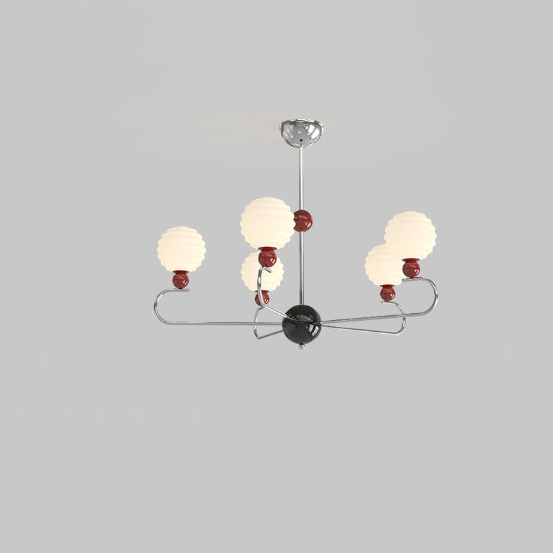 Chandelier contemporain nordique avec abat-jour en verre en forme de haricot magique et cadre en fer à 5/8 lumières pour salon 