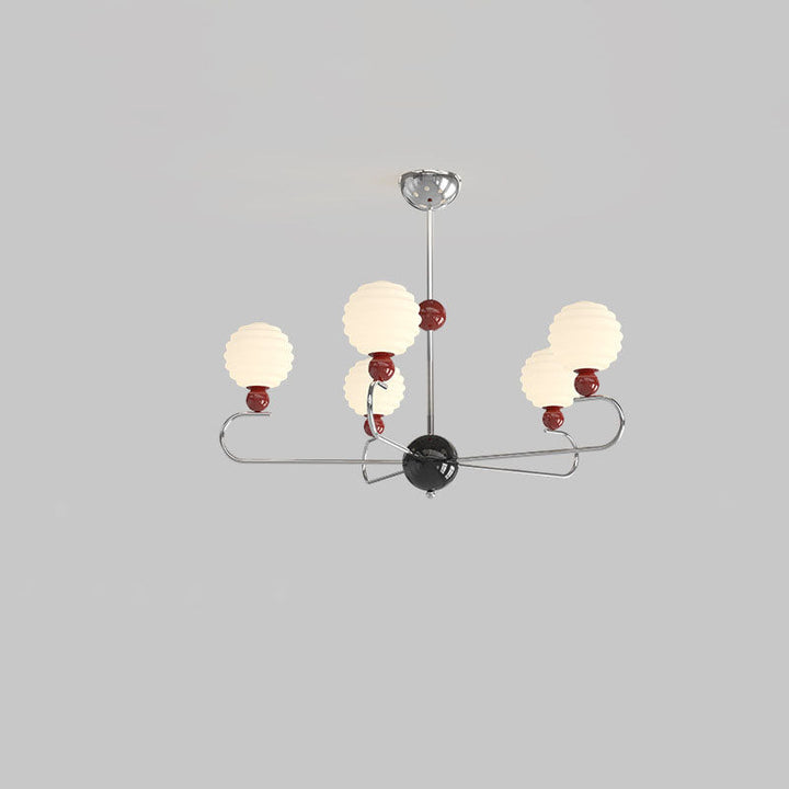 Chandelier contemporain nordique avec abat-jour en verre en forme de haricot magique et cadre en fer à 5/8 lumières pour salon 
