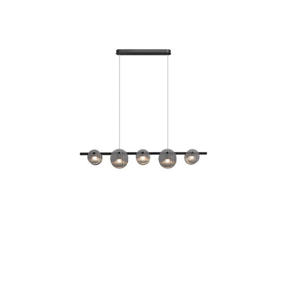 Moderne minimalistische Edelstahl vertikale Korn Glasscheibe LED Insel Licht Kronleuchter für Unterhaltungsraum 