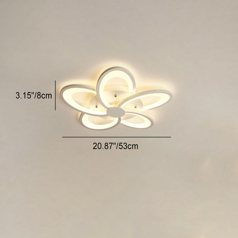 Zeitgenössische kreative Blütenblatt Hardware Acryl LED Semi-Flush Mount Deckenleuchte für Wohnzimmer 