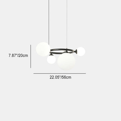 Lustre moléculaire moderne du milieu du siècle en cuivre avec cadre rond en verre Magic Bean 5/7/9 lumières pour salon 