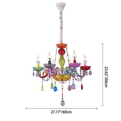 Lustre moderne de luxe en fer et verre avec cristaux à 6/8 lumières pour salle à manger 