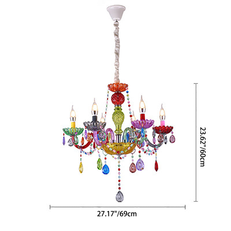 Lustre moderne de luxe en fer et verre avec cristaux à 6/8 lumières pour salle à manger 