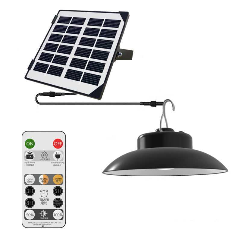 Luz colgante LED de disco semicircular impermeable solar retro contemporáneo de ABS para jardín 