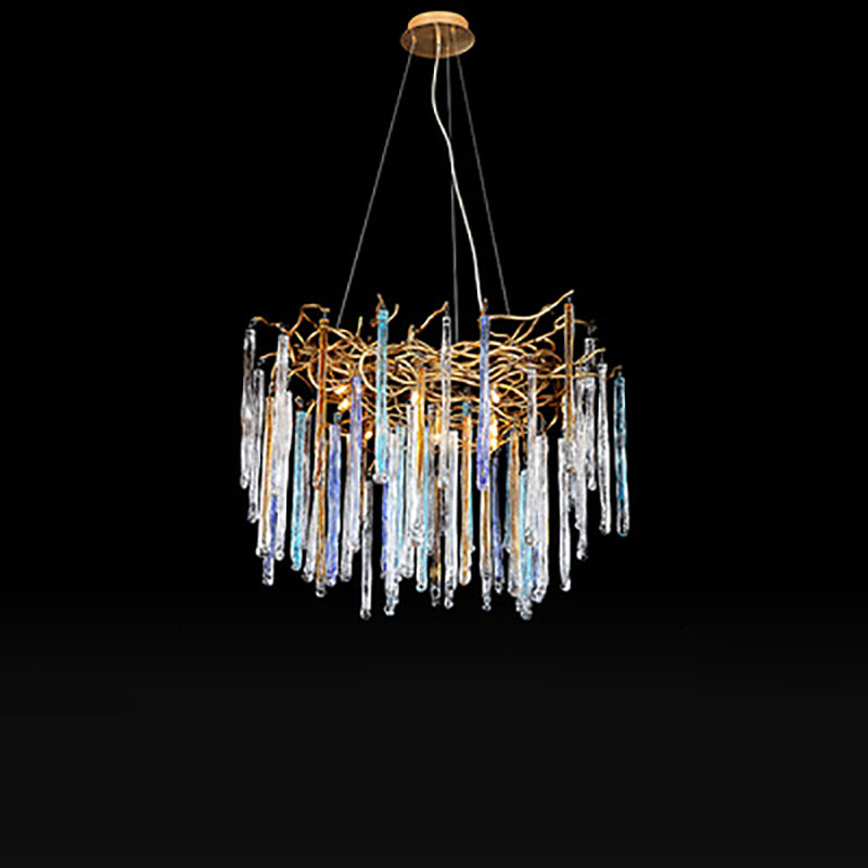 Contemporary Luxury Crystal Branch Glass Aluminum Iron 6/8/10 Light Chandelier For Bedroom