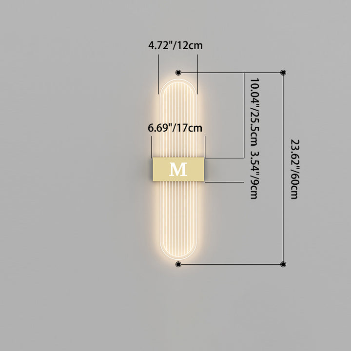Applique murale LED moderne de luxe en fer acrylique elliptique pour salon 