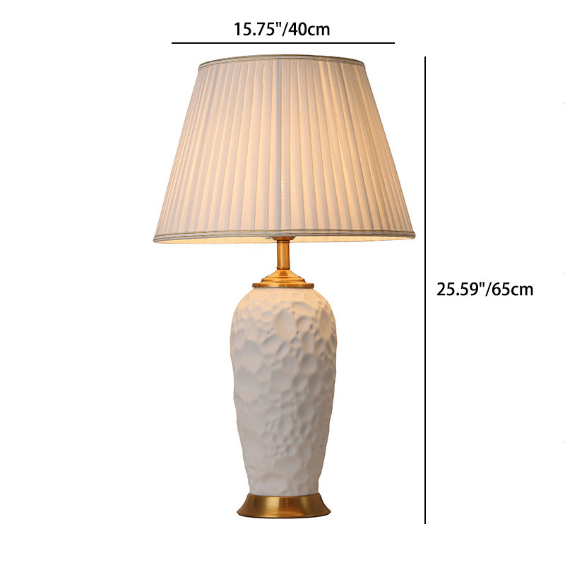 Moderne minimalistische Zylinder Keramik Stoff 1-Licht Tischlampe für Schlafzimmer 