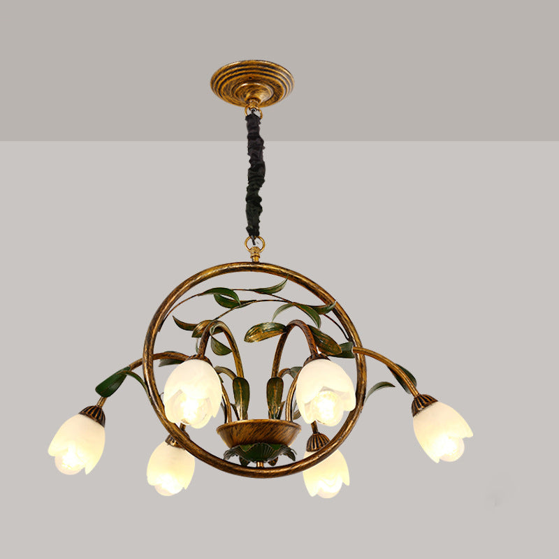 Traditional French Round Iron Glass 6/8/10 Light Chandelier For Bedroom
