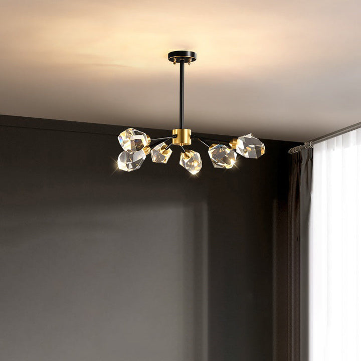 Lustre contemporain en cristal de cuivre irrégulier de branche scandinave 6/9/12/15/18 lumières pour salon 