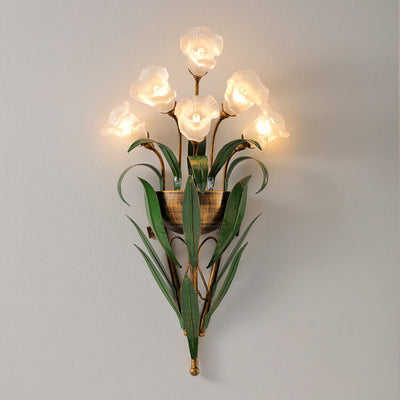 Modern Minimalist Glass Flower 6/10-Light Wall Sconce Lamp