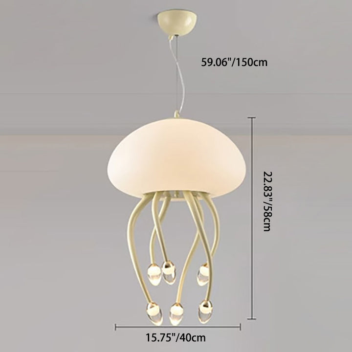 Contemporary Nordic Jellyfish Iron Acrylic LED Chandeliers For Bedroom