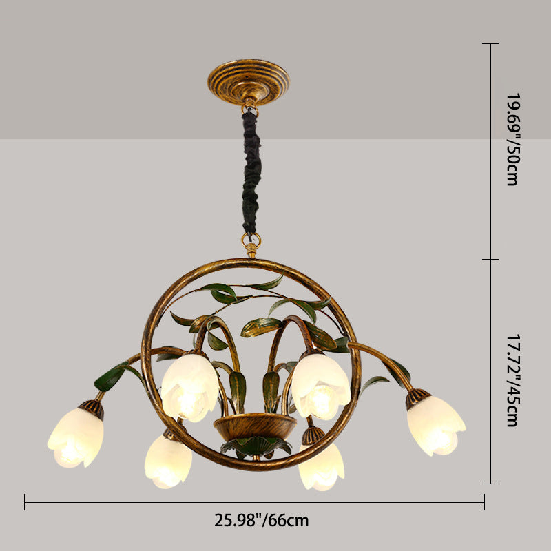 Traditional French Round Iron Glass 6/8/10 Light Chandelier For Bedroom