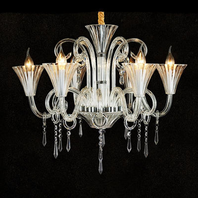 Traditional French Petal Candelabra Glass Crystal 6/8/12 Chandelier For Living Room