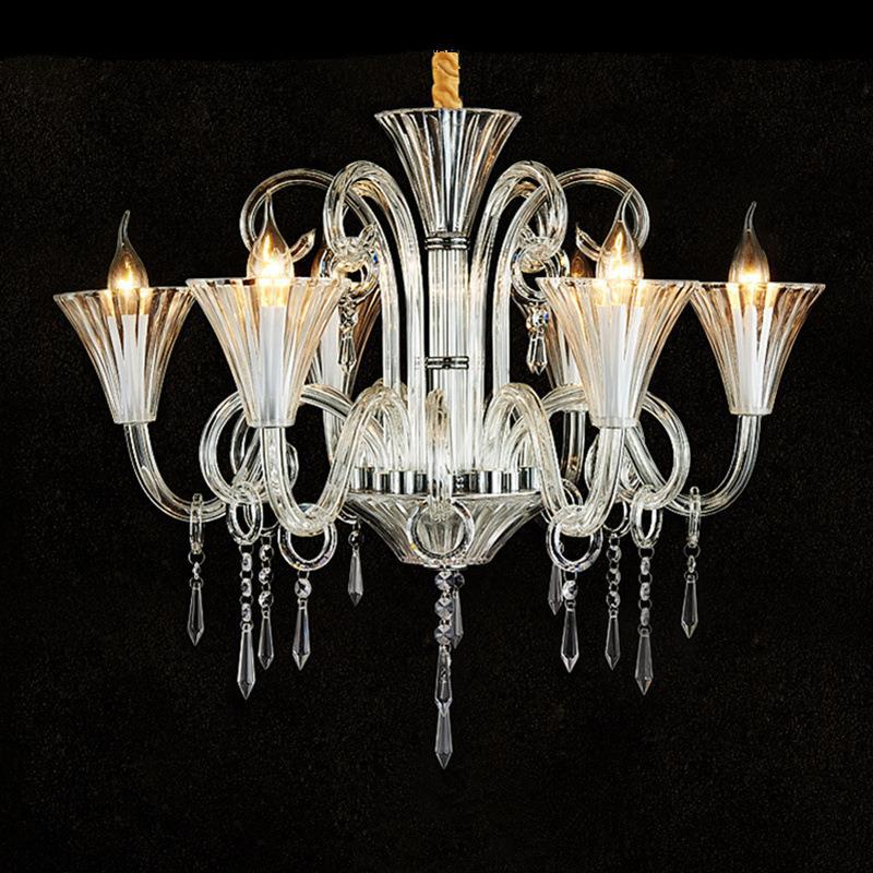 Traditional French Petal Candelabra Glass Crystal 6/8/12 Chandelier For Living Room