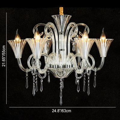Traditional French Petal Candelabra Glass Crystal 6/8/12 Chandelier For Living Room
