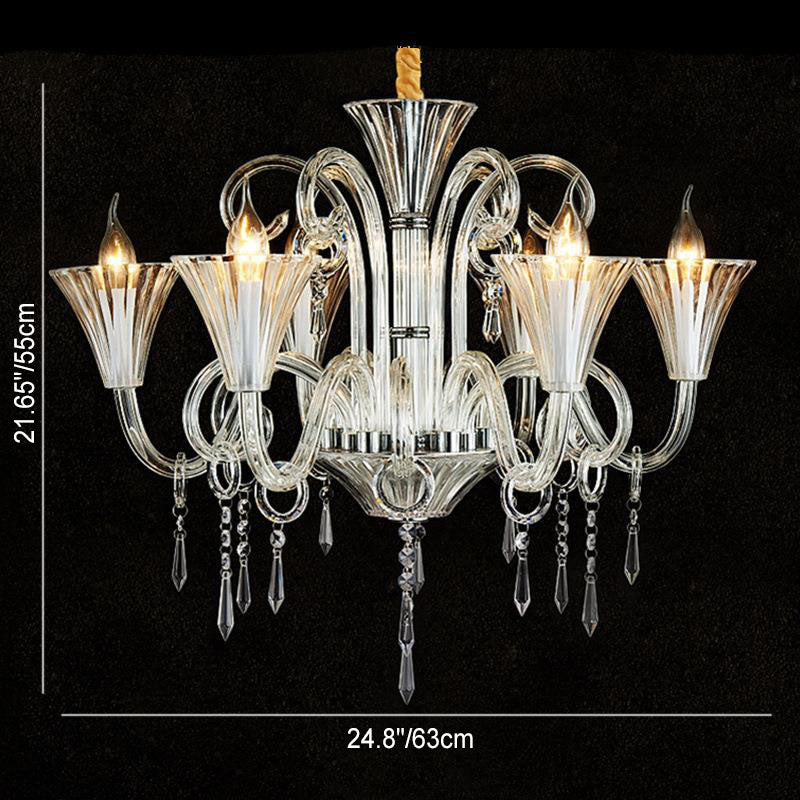 Traditional French Petal Candelabra Glass Crystal 6/8/12 Chandelier For Living Room
