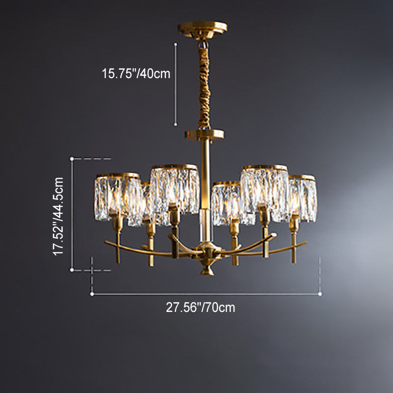 Zeitgenössischer Luxus-Zweig-Kristall-Kupfer-Kronleuchter mit 6/8/10/15 Lichtern für Wohnzimmer 