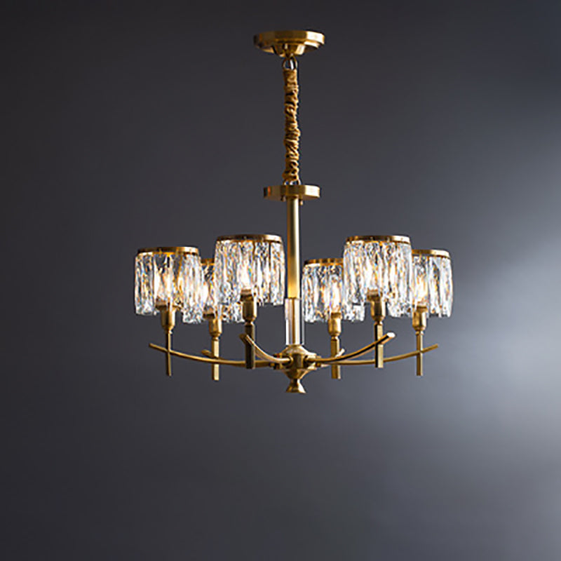 Zeitgenössischer Luxus-Zweig-Kristall-Kupfer-Kronleuchter mit 6/8/10/15 Lichtern für Wohnzimmer 