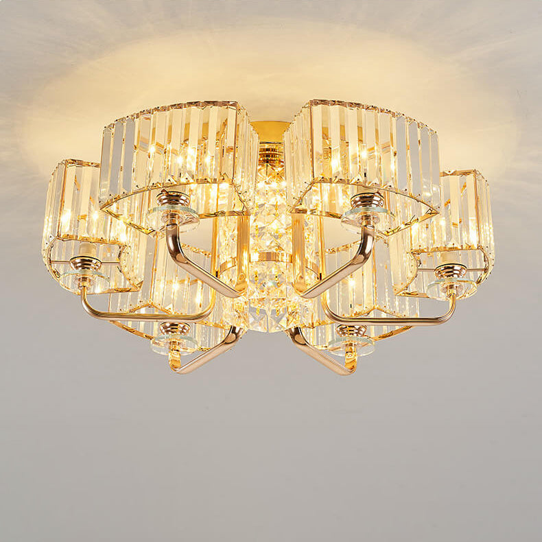 Plafonnier encastré à 6/8/10/12 lumières en cristal de luxe moderne 