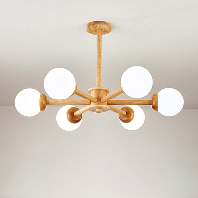 Moderner Mid-Century Gummibaum Ast Rahmen Glas Magic Bean 6/8/12-Licht Kronleuchter für Schlafzimmer 