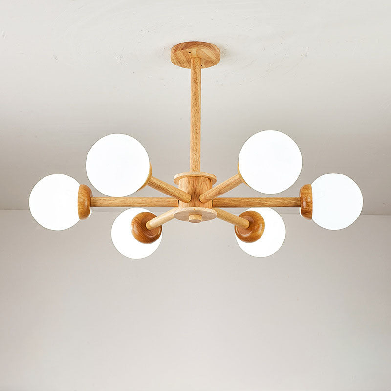 Moderner Mid-Century Gummibaum Ast Rahmen Glas Magic Bean 6/8/12-Licht Kronleuchter für Schlafzimmer 