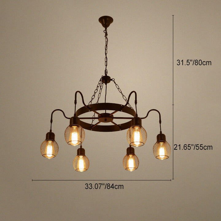 Traditional Colonial Round Mesh Iron 6/8/12 Light Chandelier For Living Room