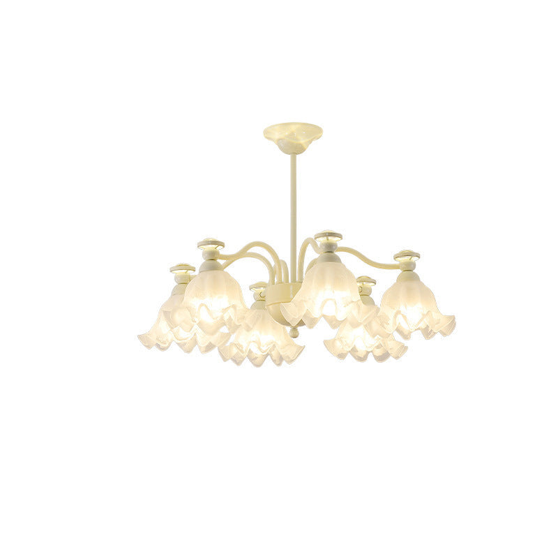 Lustre traditionnel en verre avec motif floral et branches en fer, 6/8 lumières pour chambre 