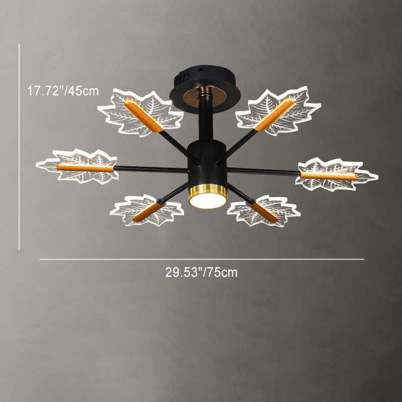 Lustre LED en fer acrylique à feuilles d&