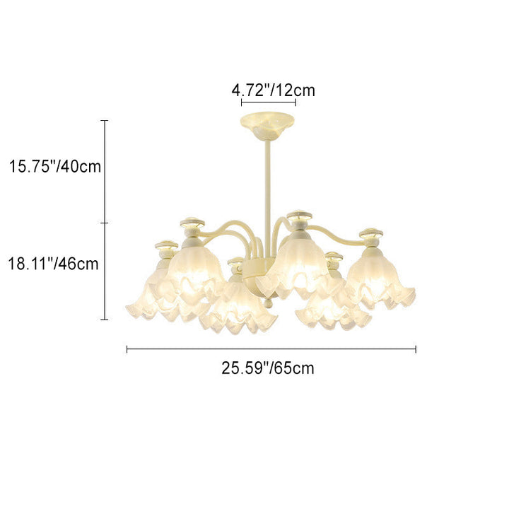 Traditioneller französischer Zweig-Blumen-Glas-Eisen-Kronleuchter mit 6/8 Lichtern für Schlafzimmer