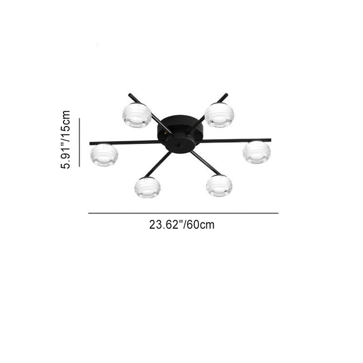 Plafonnier LED semi-encastré moderne minimaliste en acrylique et cuivre rond avec branche pour salon 