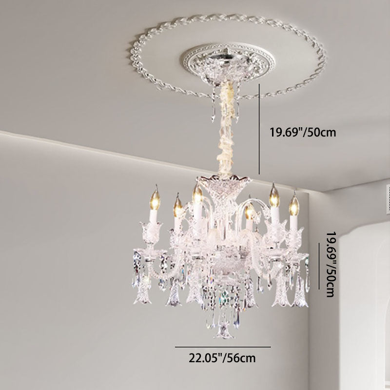 Moderne Luxus Spitze Kerze Hardware Glas Kristall 6/10 Licht Kronleuchter Für Wohnzimmer 